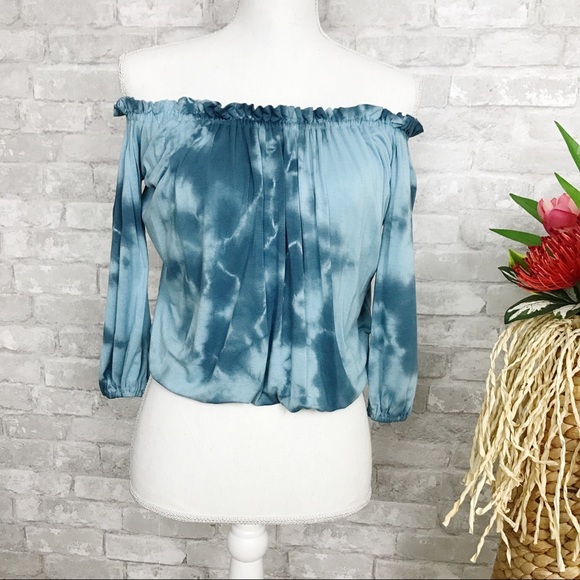 Urban X | Y2K Blue Tie Dye Quarter Sleeve Top Small - Picture 1 of 8